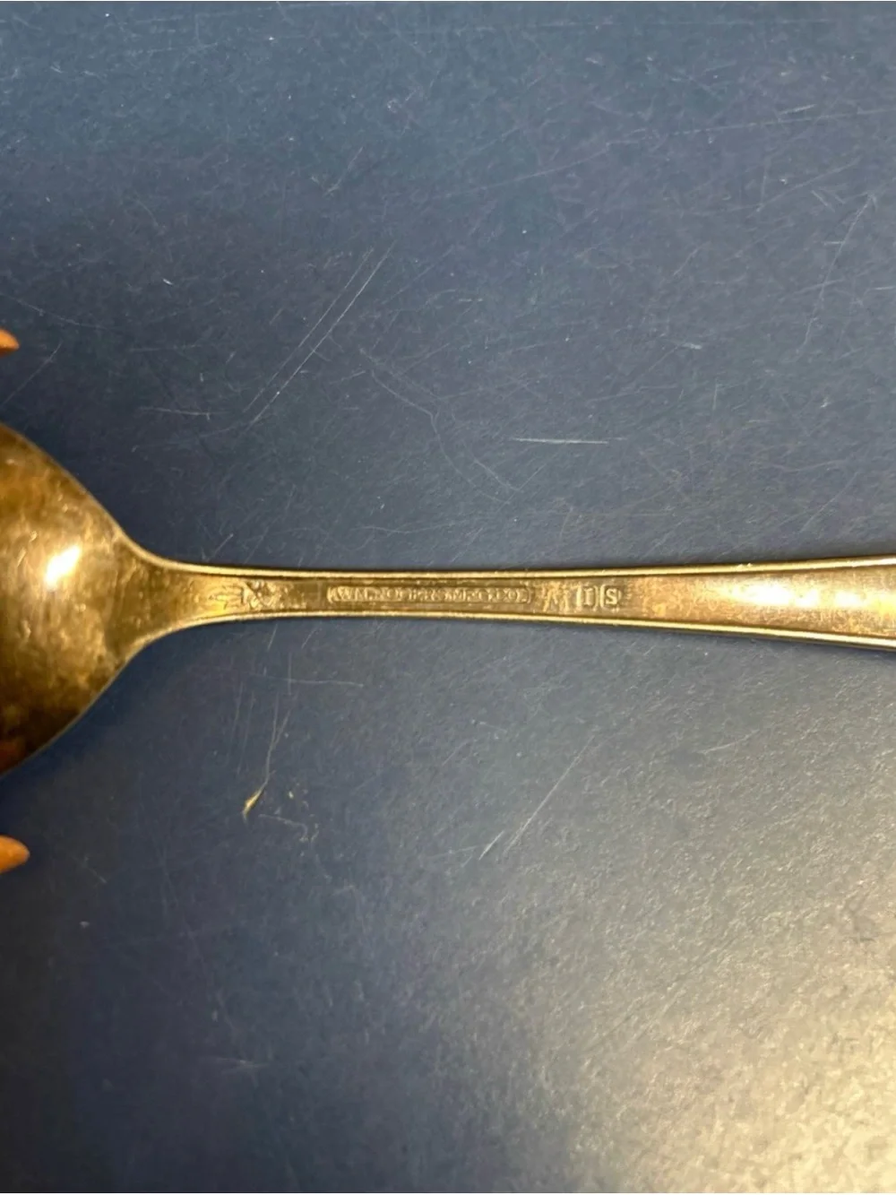 Silver Played Decorative Soup Spoon - Classic Floral Handle- Vintage Tarnished